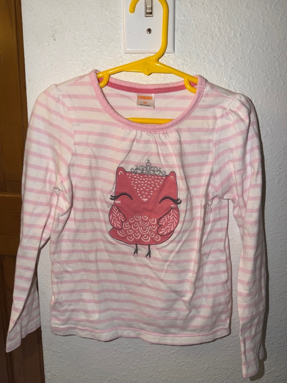 Gymboree Pink and White Striped Long-Sleeve Tee with Pink Owl